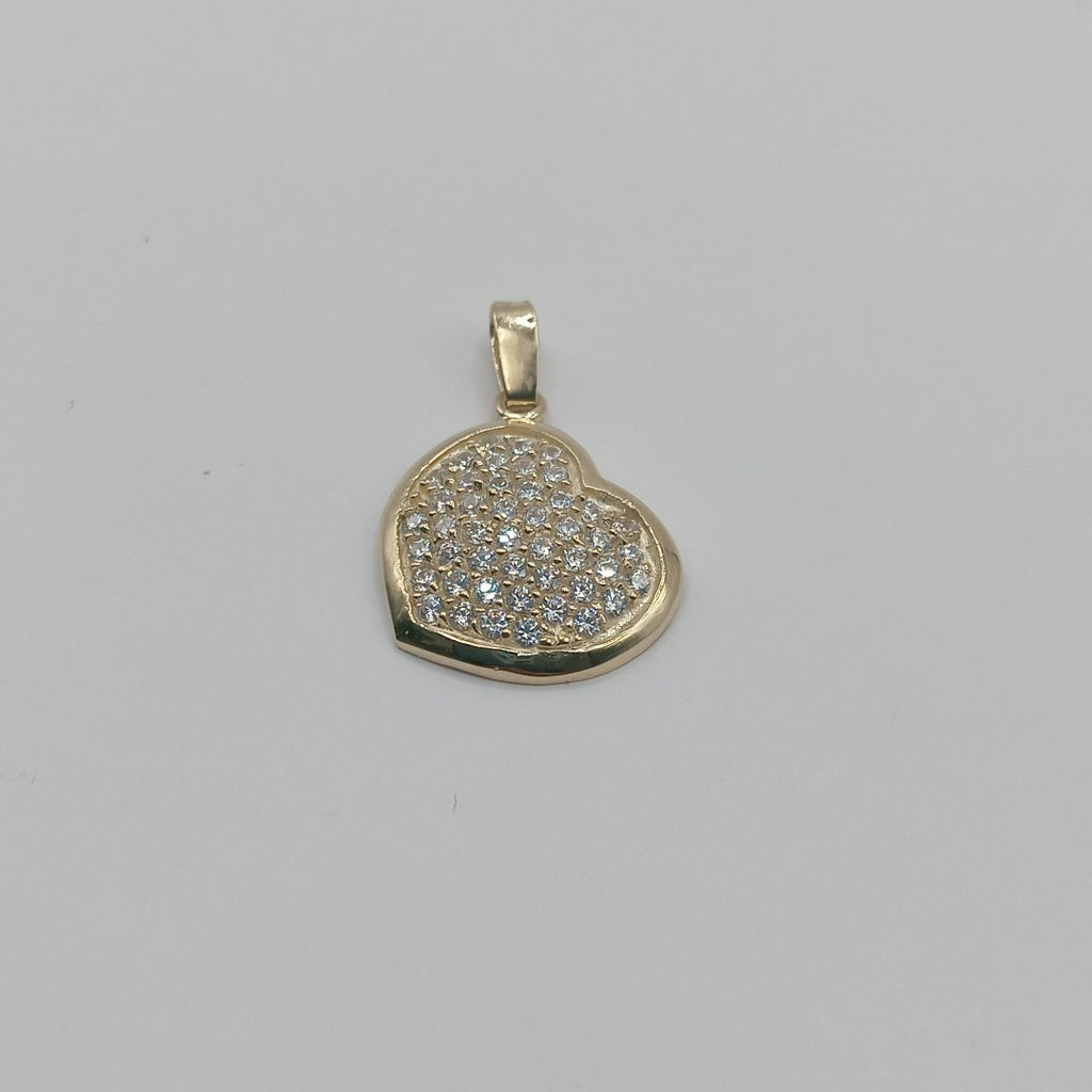 DIJE TEJIDO CORAZON CON CIRCONIAS 14K 1.8 GR (NUEVO)