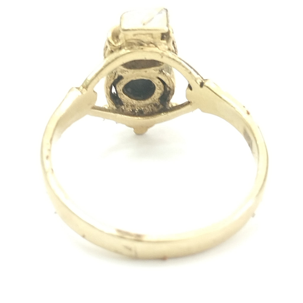 K1 3,80 GRMS 14 K ESPECIFICACIONES COMPLEMENTARIAS ANILLO DE BÚHO CON PIEDRA AZU (SEMINUEVO)