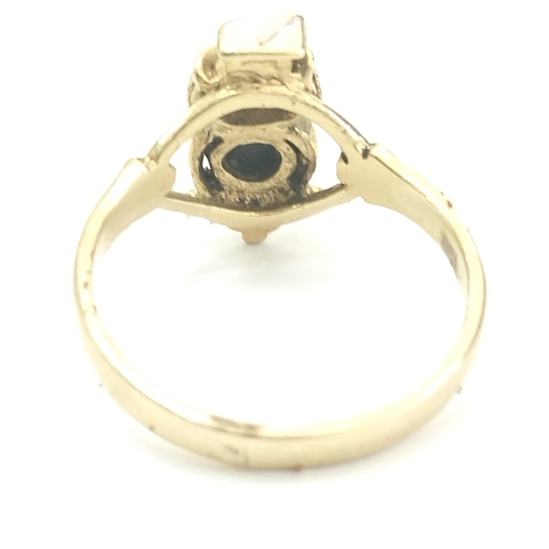 K1 3,80 GRMS 14 K ESPECIFICACIONES COMPLEMENTARIAS ANILLO DE BÚHO CON PIEDRA AZU (SEMINUEVO)