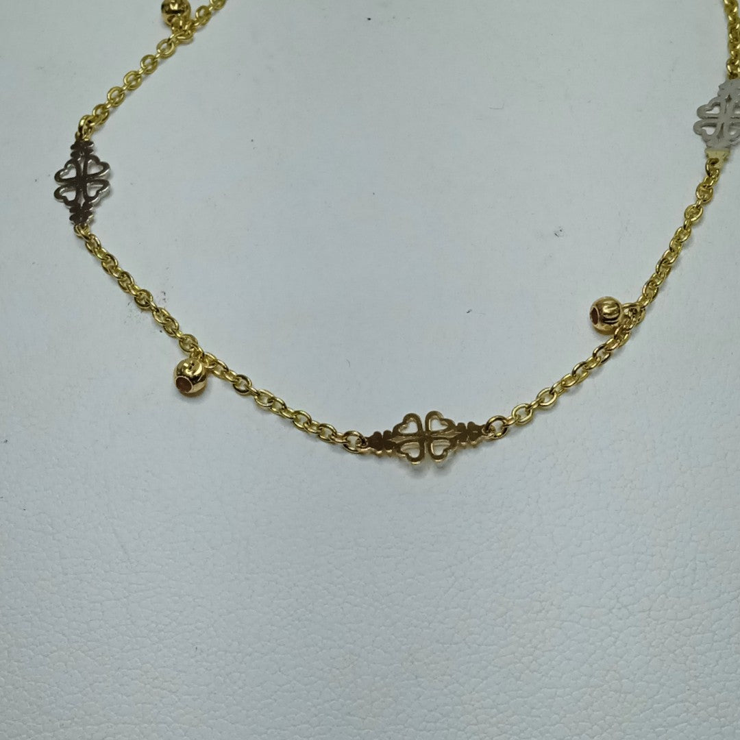 PULSERA ESPECIAL CON TREBOL 14K 18 CM 1.8 GR (NUEVO)