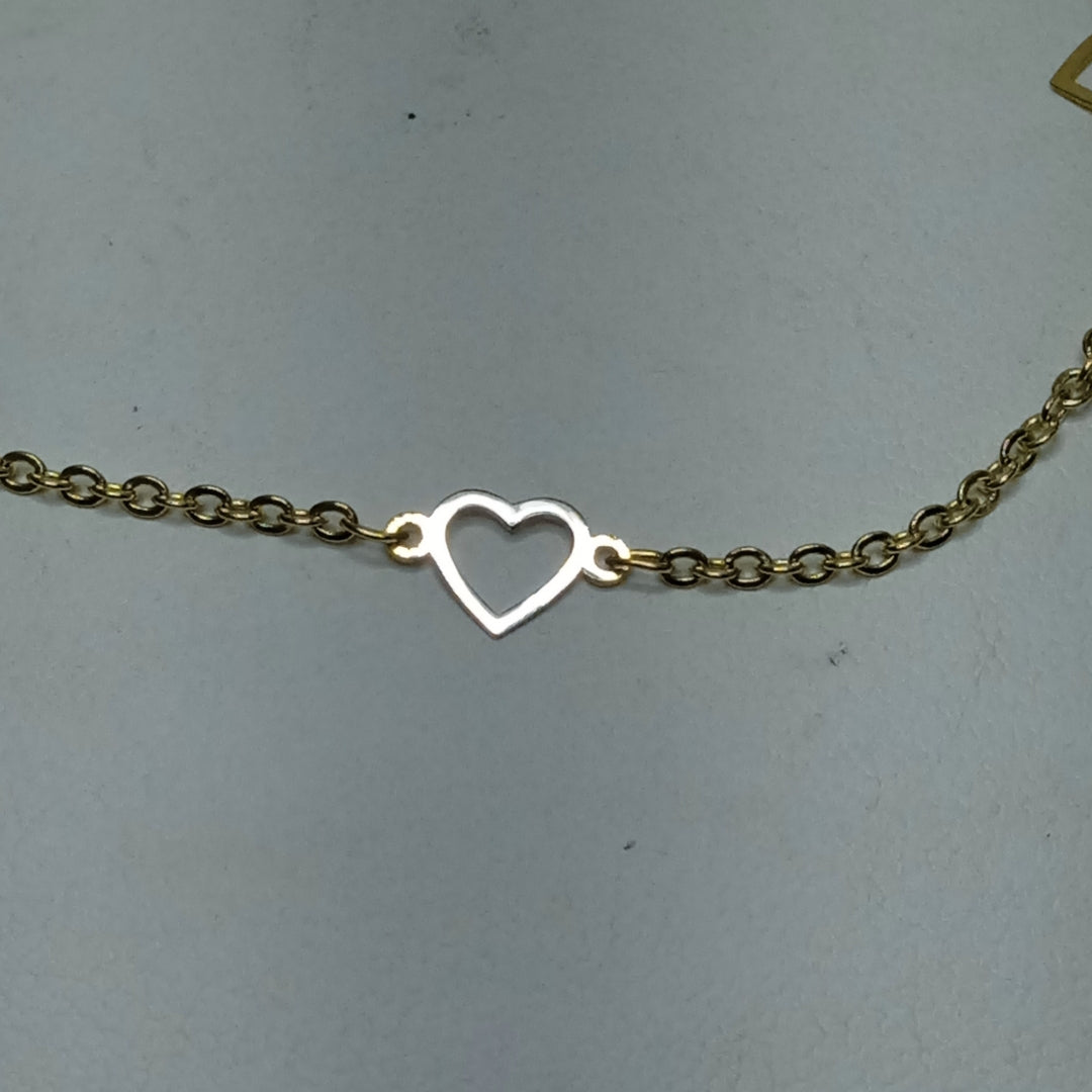 PULSERA ESPECIAL CON CORAZONES 14K 18 CM 1.2 GR (NUEVO)