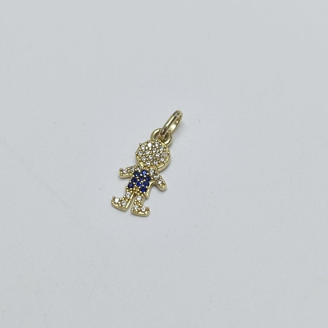 DIJE NIÑO CON CIRCONIAS Y PIEDRAS DE COLOR 10K 0.8 GR (NUEVO)
