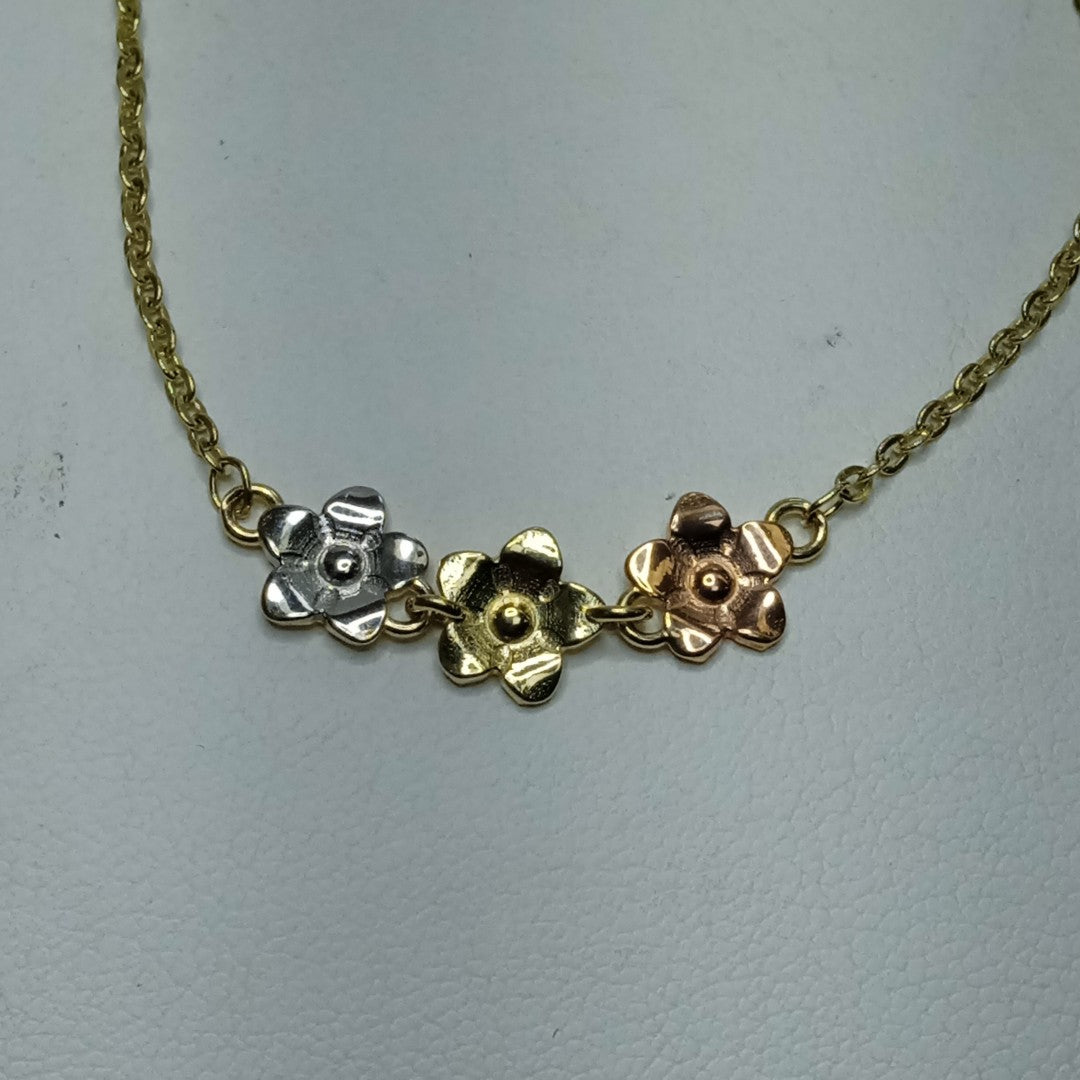 PULSERA TEJIDO ESPECIAL FIG FLORES 14K 18 CM 2 GR (NUEVO)