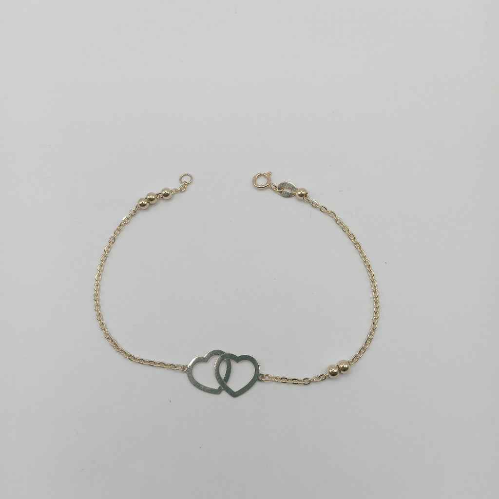 PULSERA TEJIDO ESPECIAL C CORAZONES 14K 18 CM 1.7 GR (NUEVO)