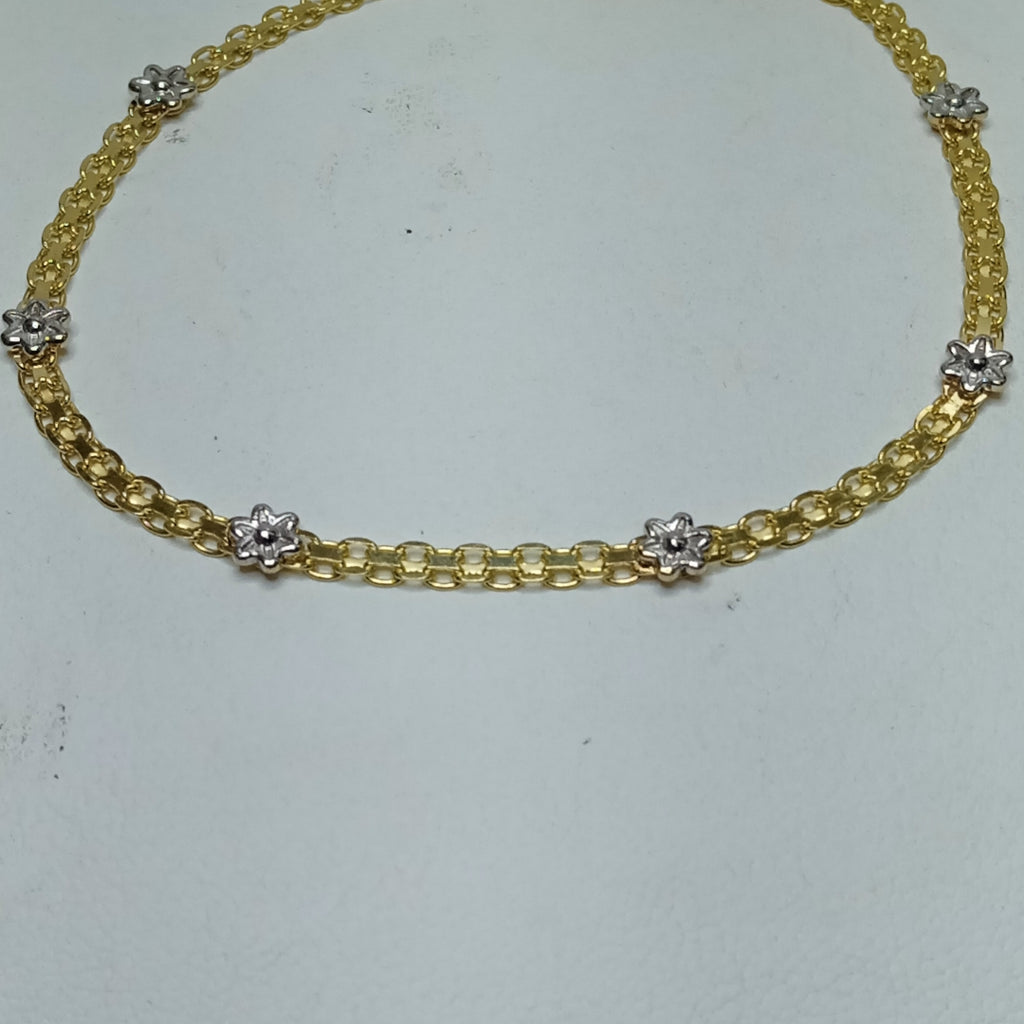 PULSERA ESPECIAL C FLORES 14K 18 CM 2.9 GR (NUEVO)