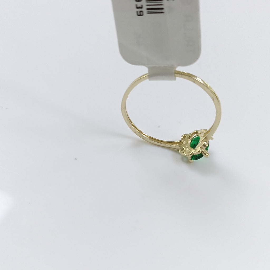 ANILLOS CON CIRCONIAS Y PIEDRA DE COLOR VERDE 14K TALLA 9 1.1 GR (NUEVO)