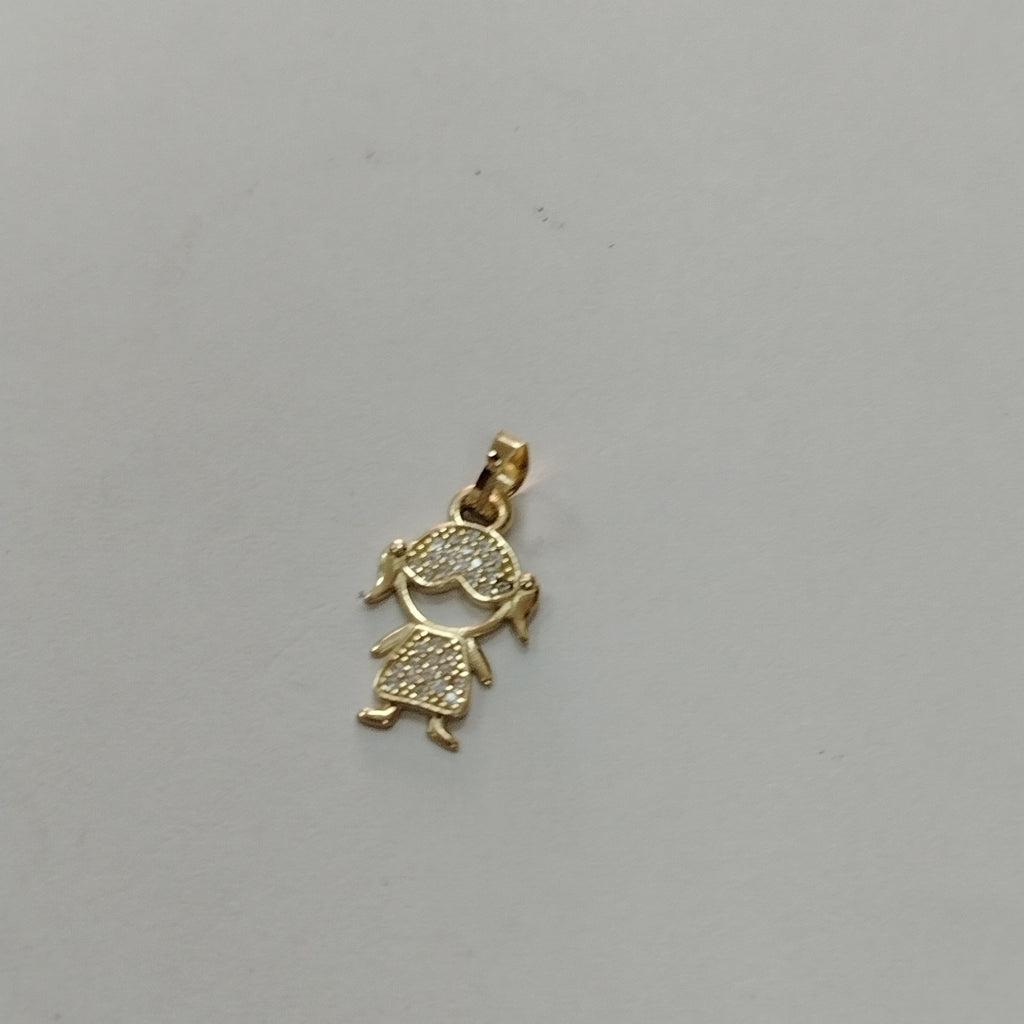 DIJE TEJIDO NIÑA CON CIRCONIAS 14K 0.9 GR (NUEVO)