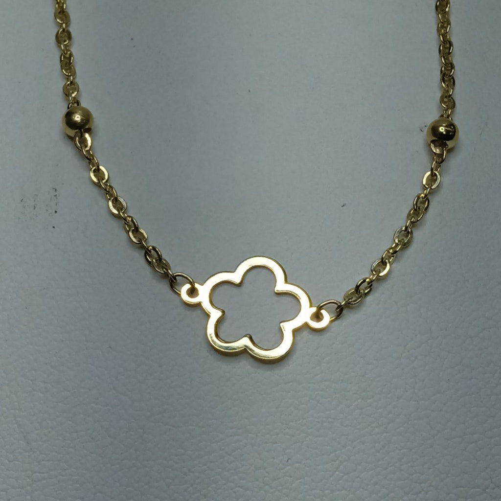 PULSERA TEJIDO ESPECIAL CON FLOR 14K 18 CM 1.6 GR (NUEVO)