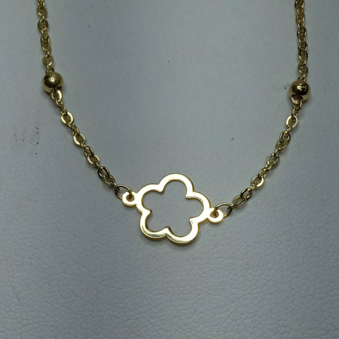 PULSERA TEJIDO ESPECIAL CON FLOR 14K 18 CM 1.6 GR (NUEVO)