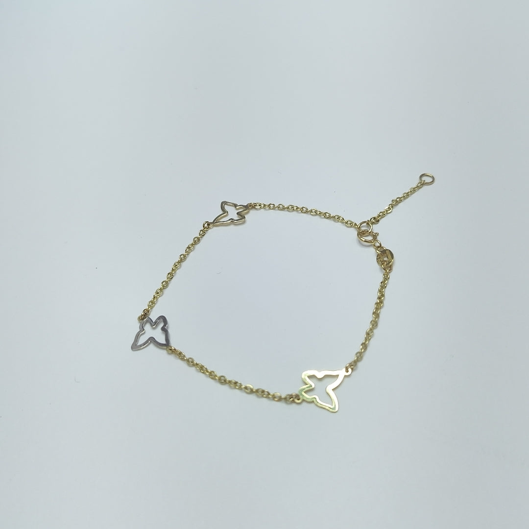 PULSERA ESPECIAL C MARIPOSAS 14K 18 CM 1.7 GR (NUEVO)