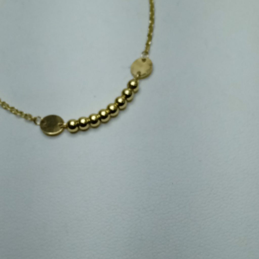 PULSERA TEJIDO ESPECIAL CON BOLITAS 14K 18 CM 1.8 GR (NUEVO)