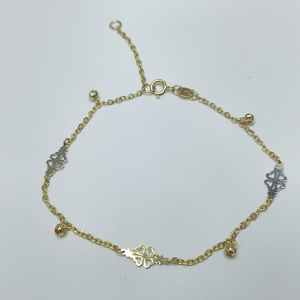 PULSERA ESPECIAL CON TREBOL 14K 18 CM 1.8 GR (NUEVO)