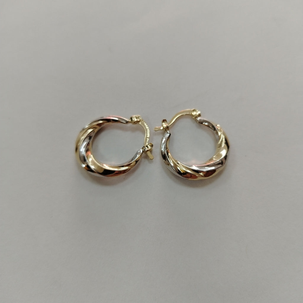 ARETES TEJIDO ARRACADA TRENZADA COMBINADA 14K 1.9 GR (NUEVO)