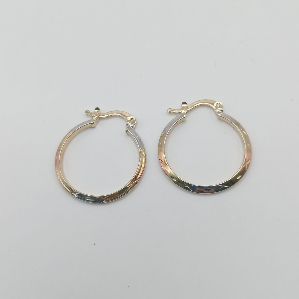 ARETES TEJIDO ARRACADAS BISELADAS COMBINADAS 14K 1.4 GR (NUEVO)
