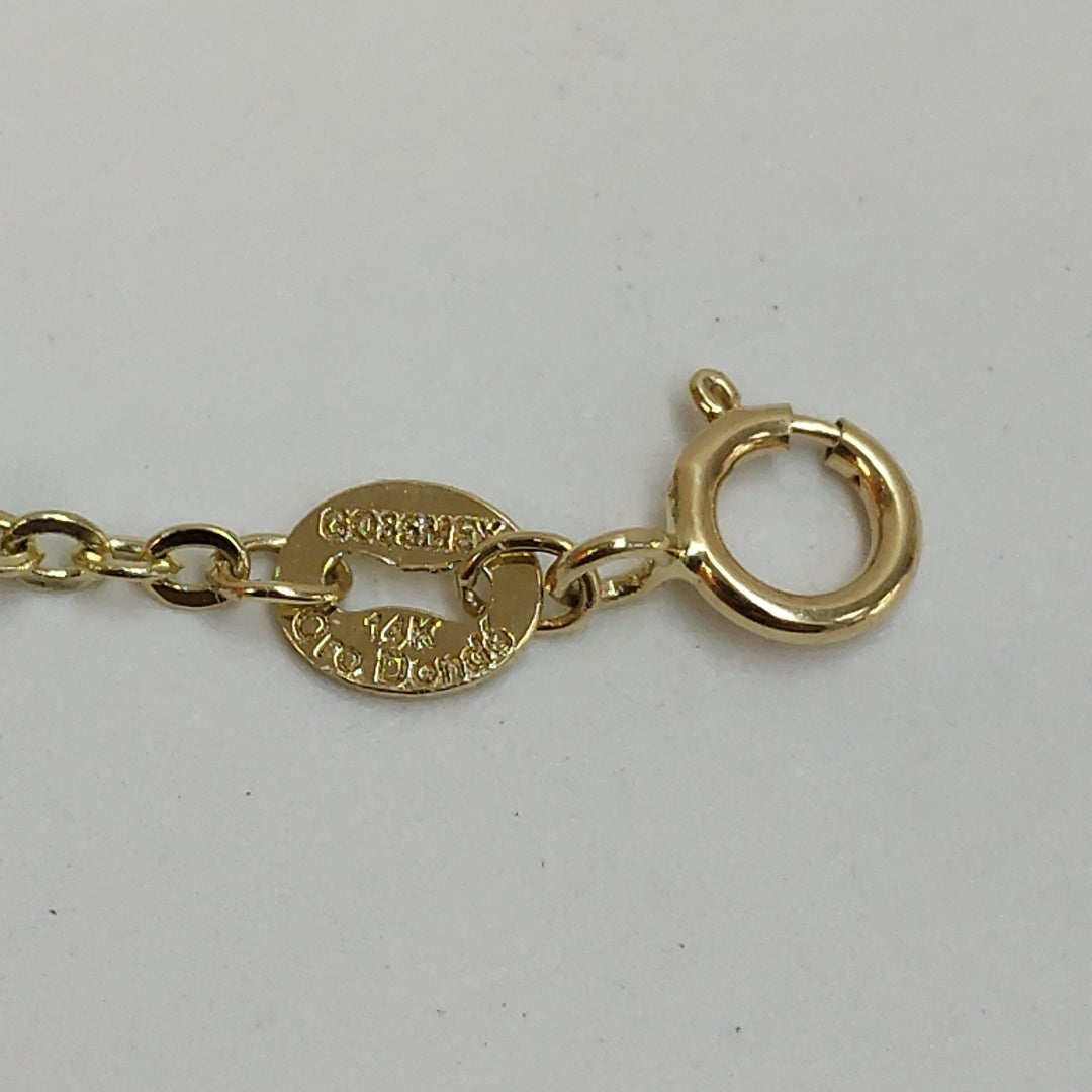 PULSERA TEJIDO ESPECIAL C CORAZONES 14K 18 CM 1.6 GR (NUEVO)
