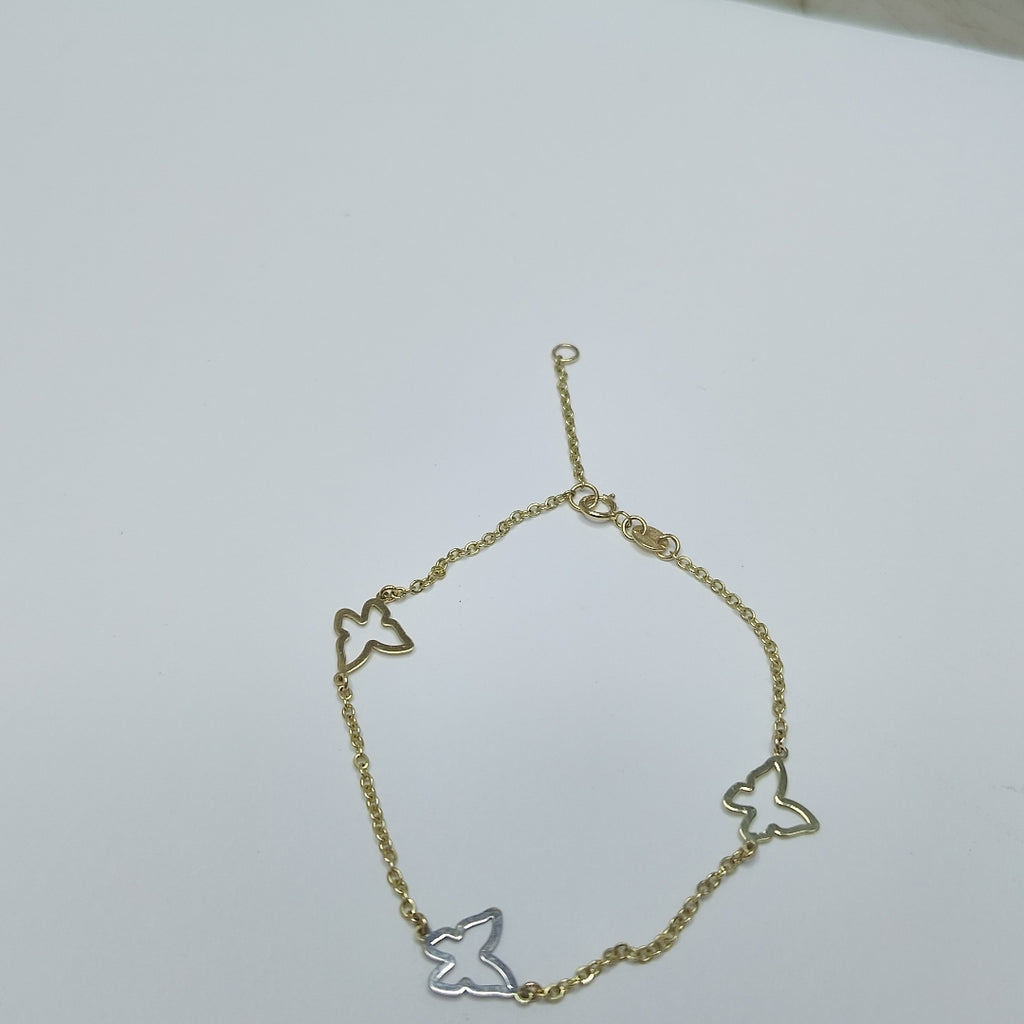 PULSERA ESPECIAL C MARIPOSAS 14K 18 CM 1.7 GR (NUEVO)