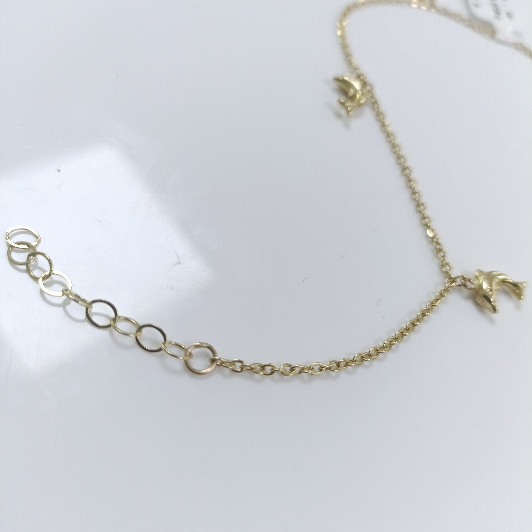 PULSERA ESPECIAL CON DIJES DELFINES 10K 18 CM 1.9 GR (NUEVO)