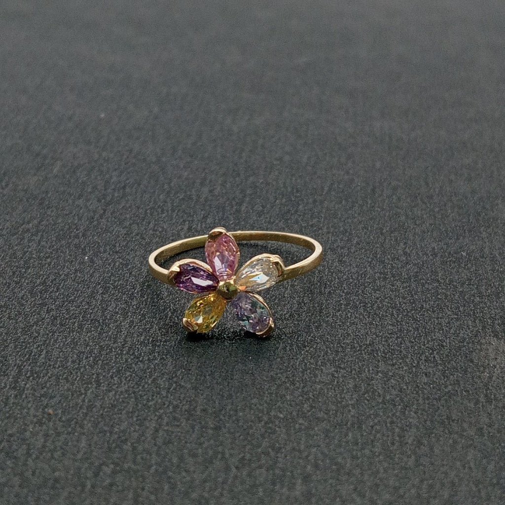 ANILLOS FLOR CON PIEDRAS DE COLOR 14K TALLA 7 1.4 GR (NUEVO)