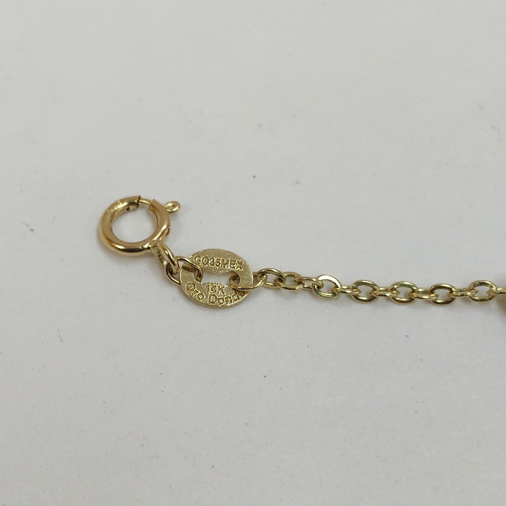 PULSERA TEJIDO ESPECIAL CON DOS CORAZONES 14K 18 CM 1.7 GR (NUEVO)