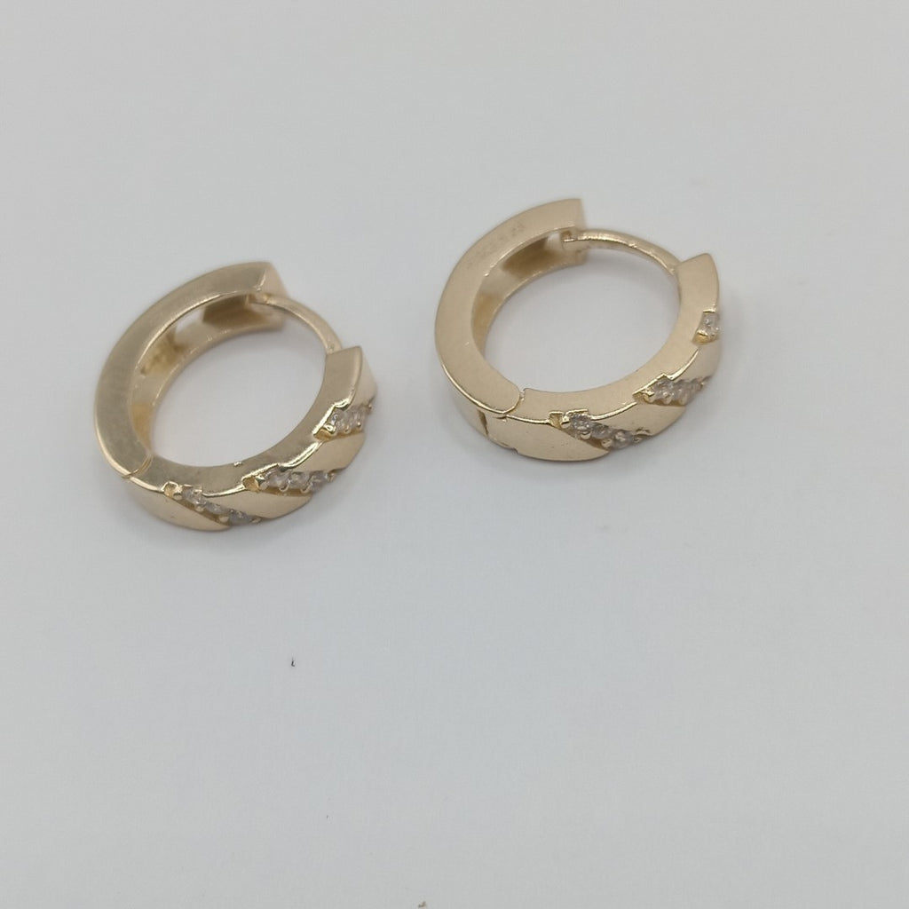 ARETES HUGGIES CON CIRCONIAS 14K 2.2 GR (NUEVO)