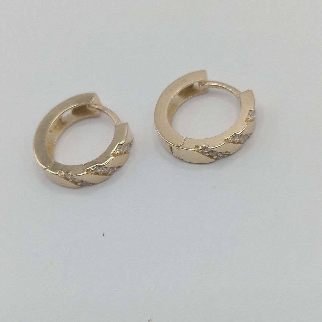 ARETES HUGGIES CON CIRCONIAS 14K 2.2 GR (NUEVO)