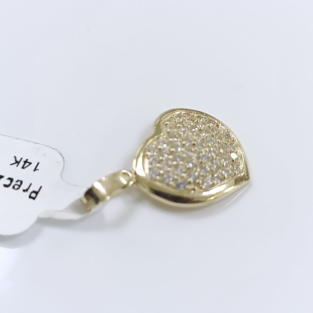 DIJE TEJIDO CORAZON CON CIRCONIAS 14K 1.7 GR (NUEVO)