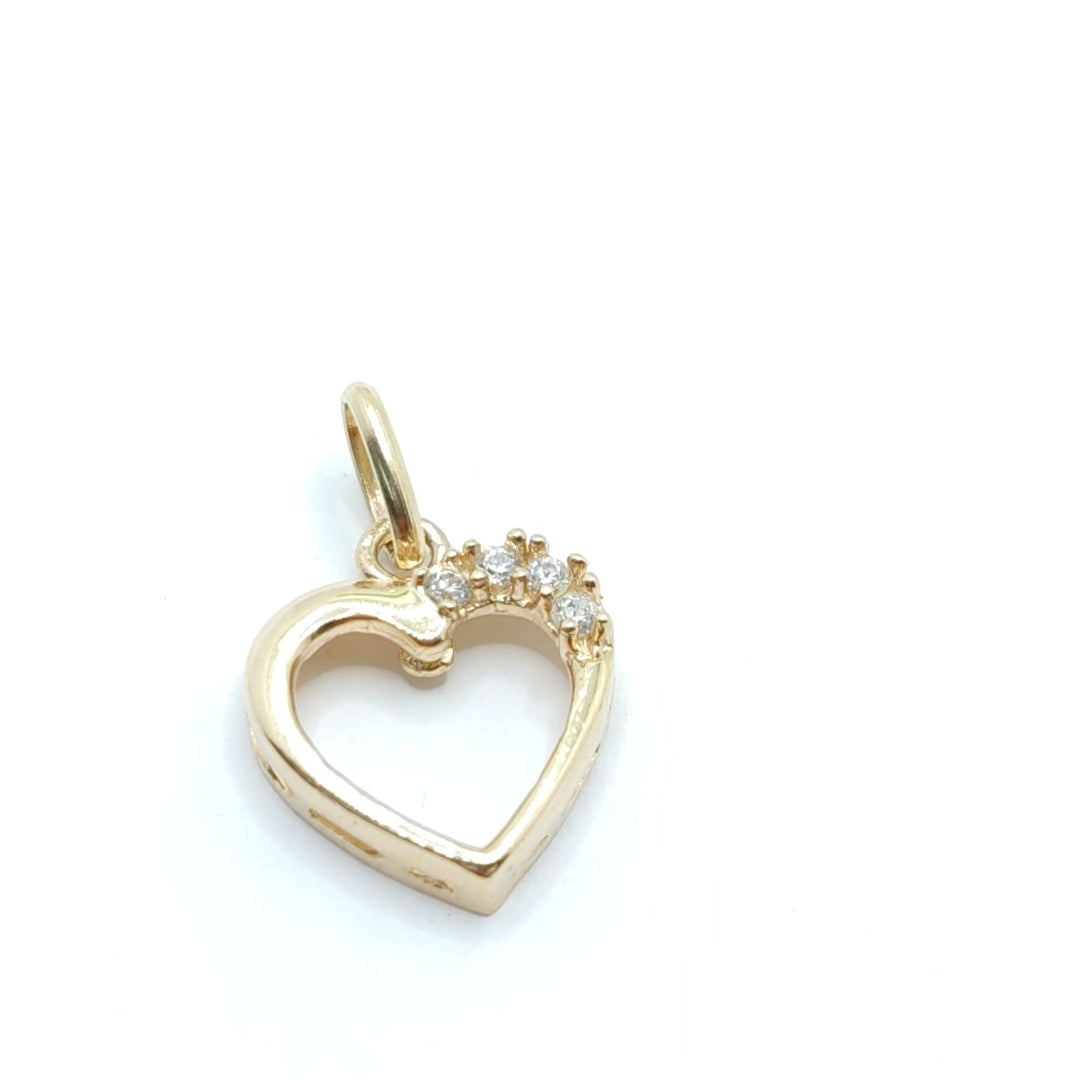 DIJE CORAZON CON CIRCONIAS 14K 1.4 GR (NUEVO)