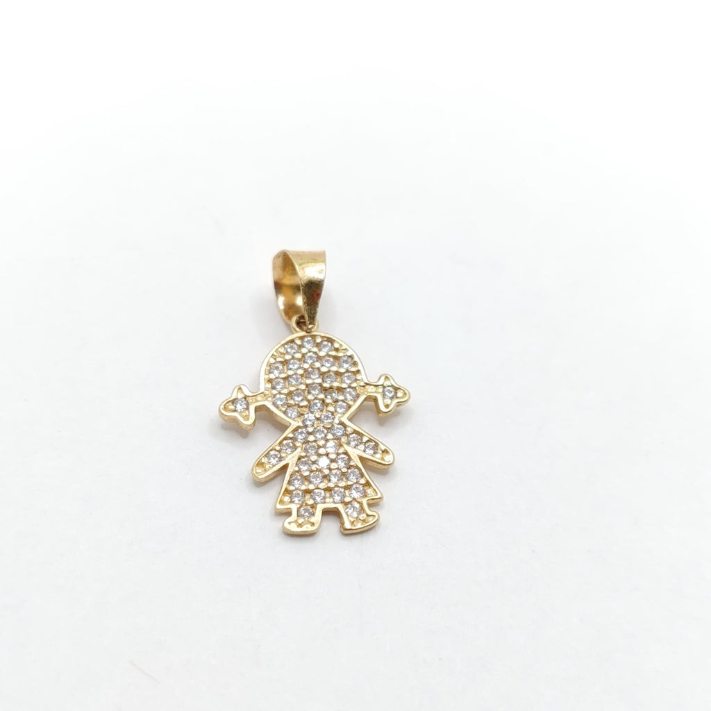 DIJE NIÑAS C CIRCONIAS 14K 1.5 GR (NUEVO)
