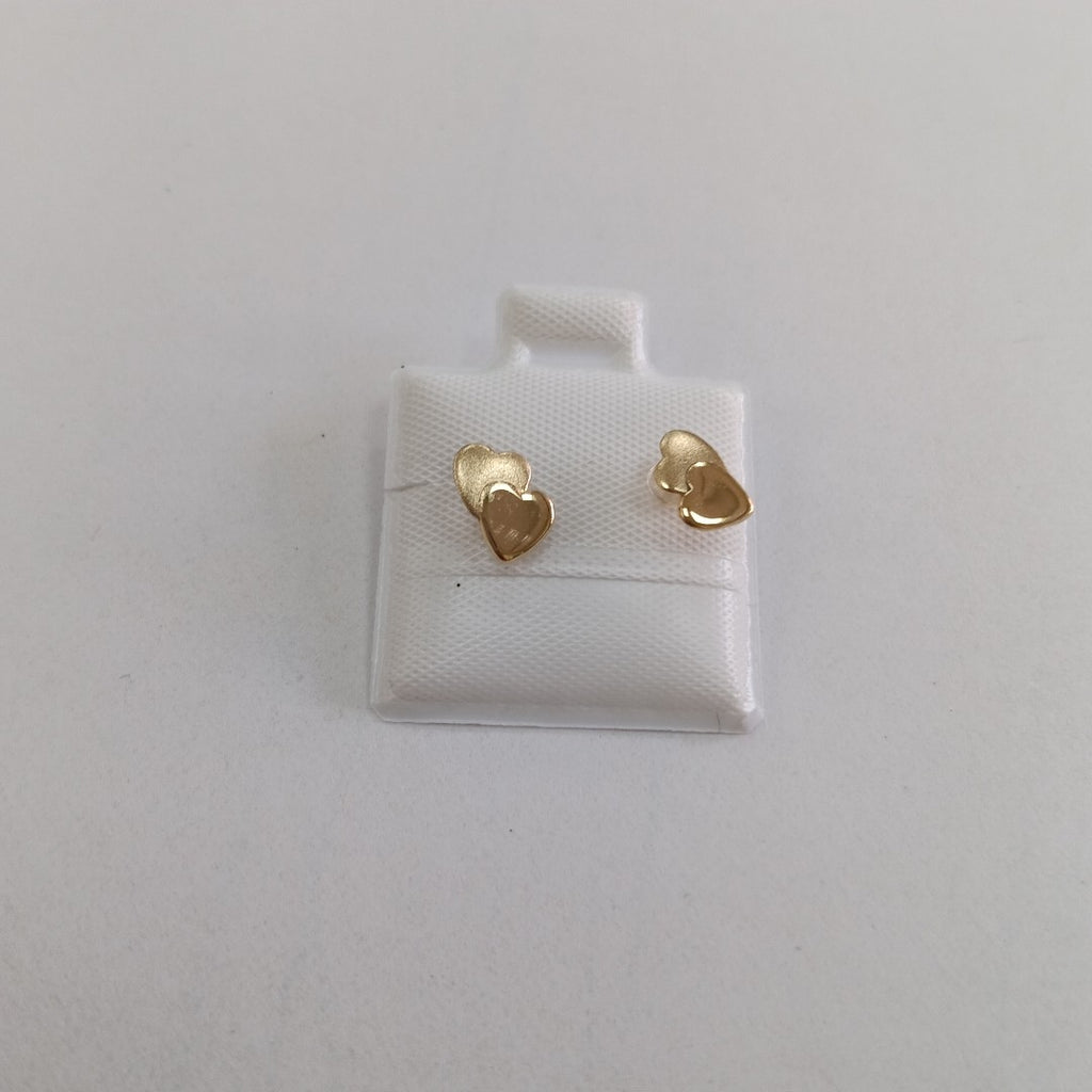 BROQUELES BROQUEL CORAZON DOBLE 14K 0.2171 GR (NUEVO)