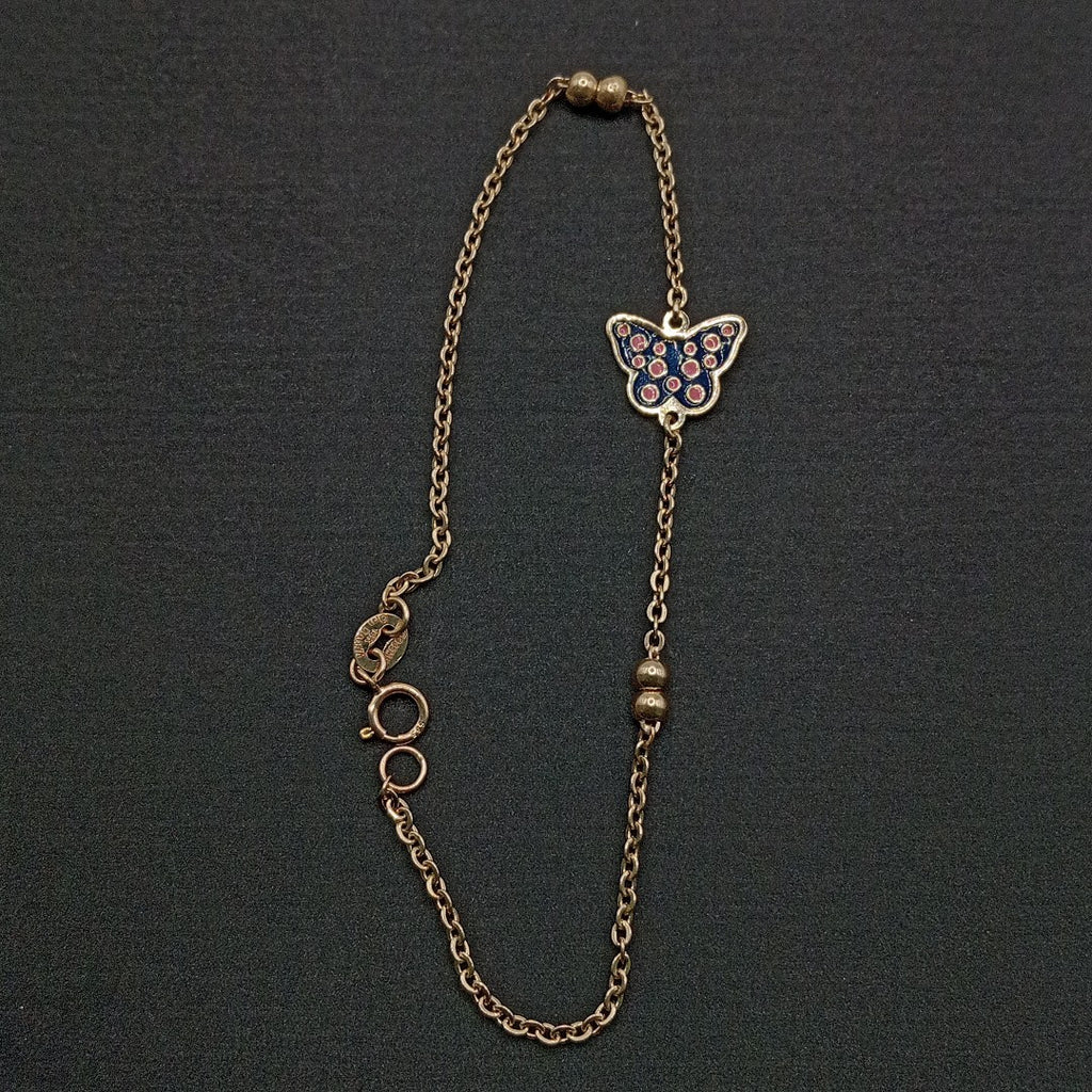 PULSERA TEJIDO ESPECIAL MARIPOSA CON ESMALTE 14K 18 CM 1.9 GR (NUEVO)