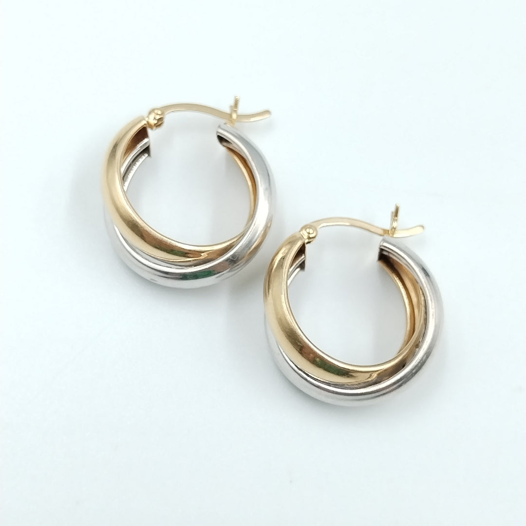 ARRACADAS PAR ORO, ORO COMBINADO 14 K 3.2 GRMS (SEMINUEVO)