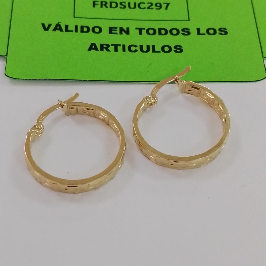 ARETES ARRACADA CON GRECAS 14K 1.9 GR (NUEVO)
