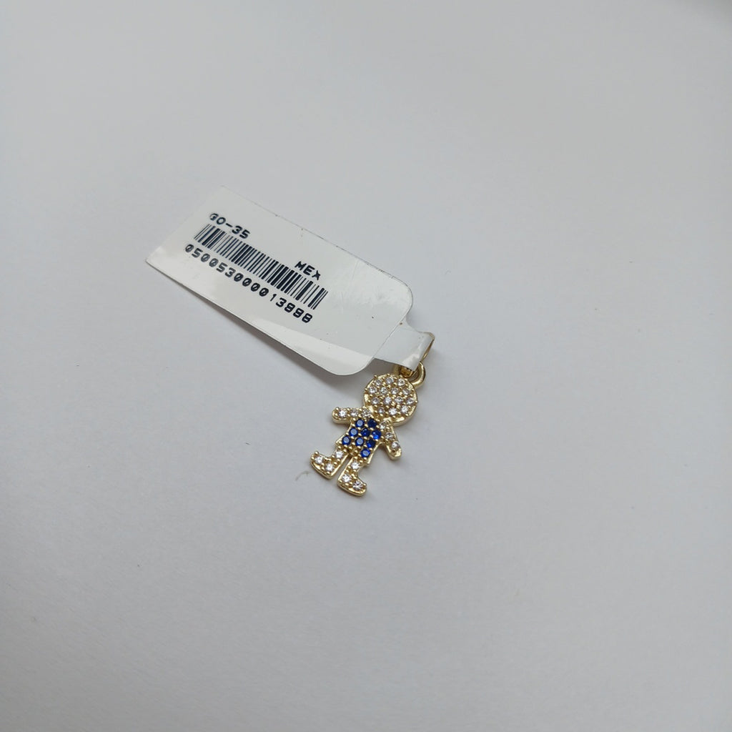 DIJE NIÑO CON CIRCONIAS Y PIEDRAS DE COLOR 10K 0.9 GR (NUEVO)
