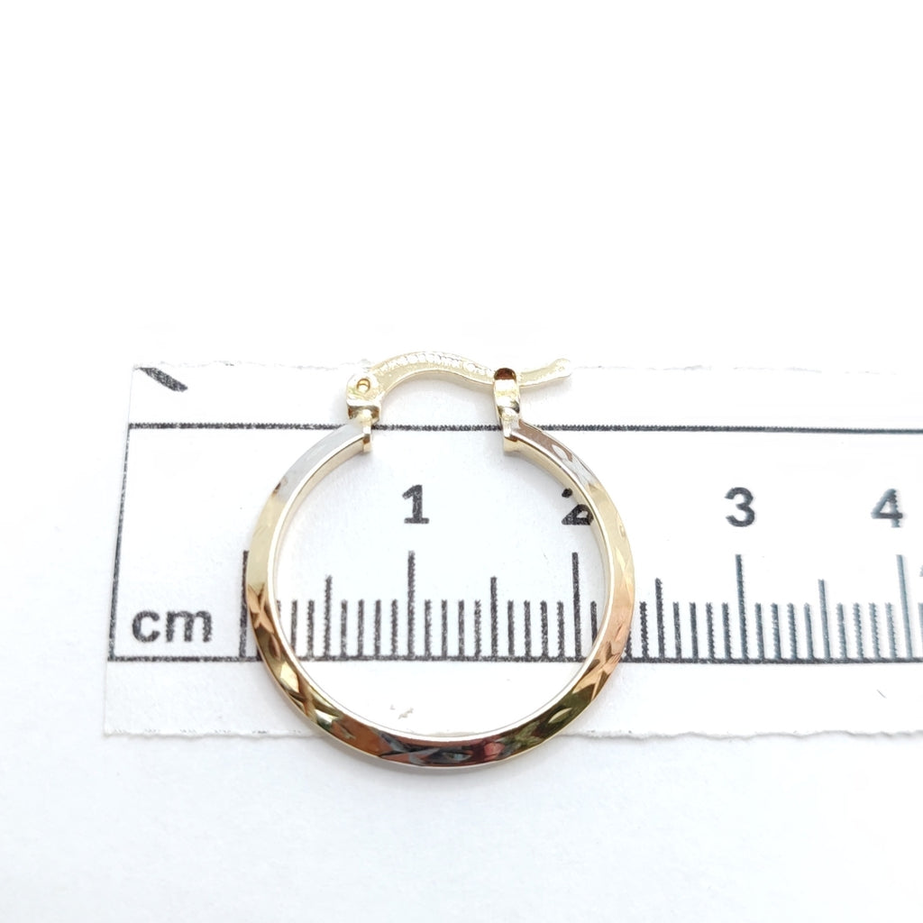 ARETES TEJIDO ARRACADAS BISELADAS COMBINADAS 14K 1.4 GR (NUEVO)