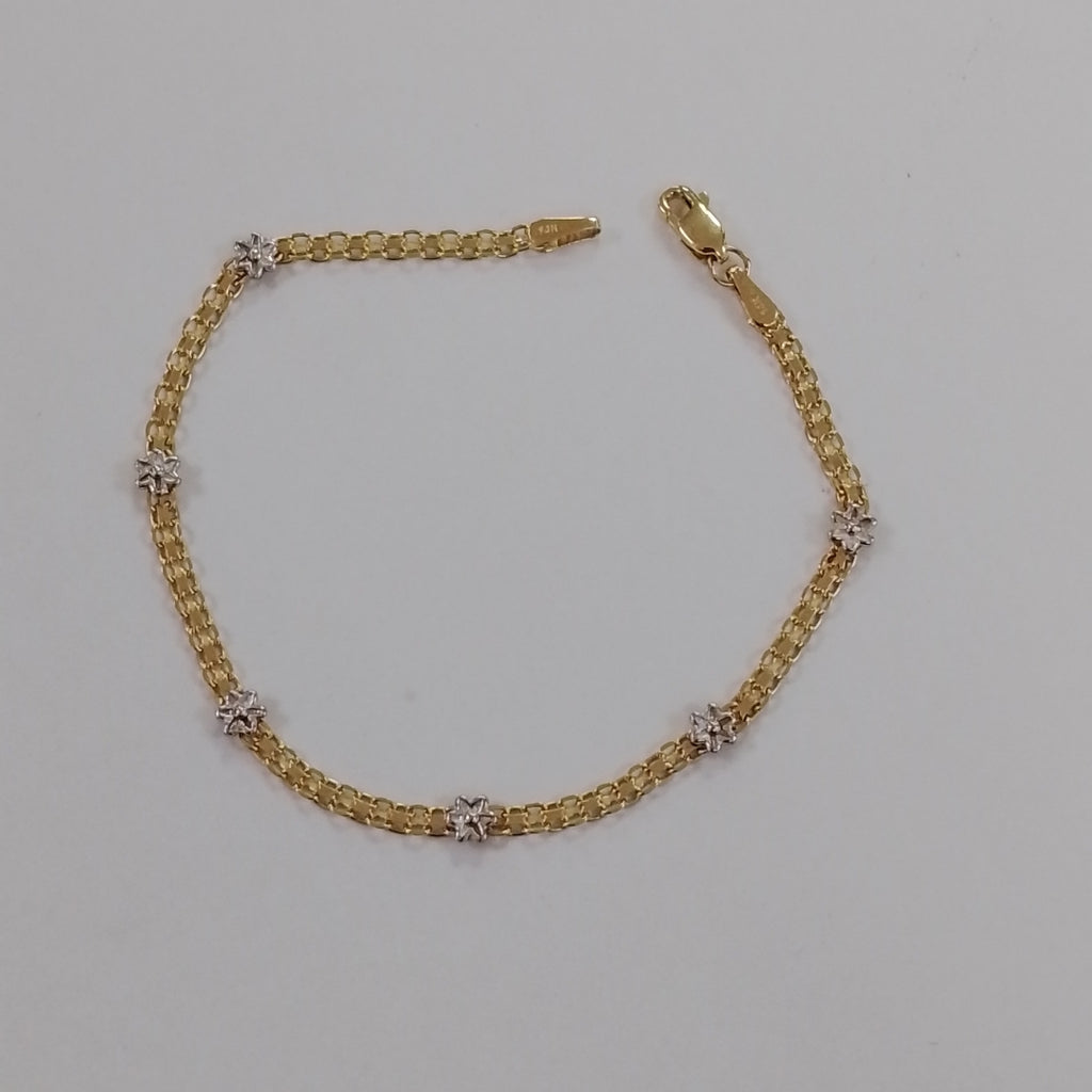 PULSERA ESPECIAL C FLORES 14K 18 CM 2.9 GR (NUEVO)