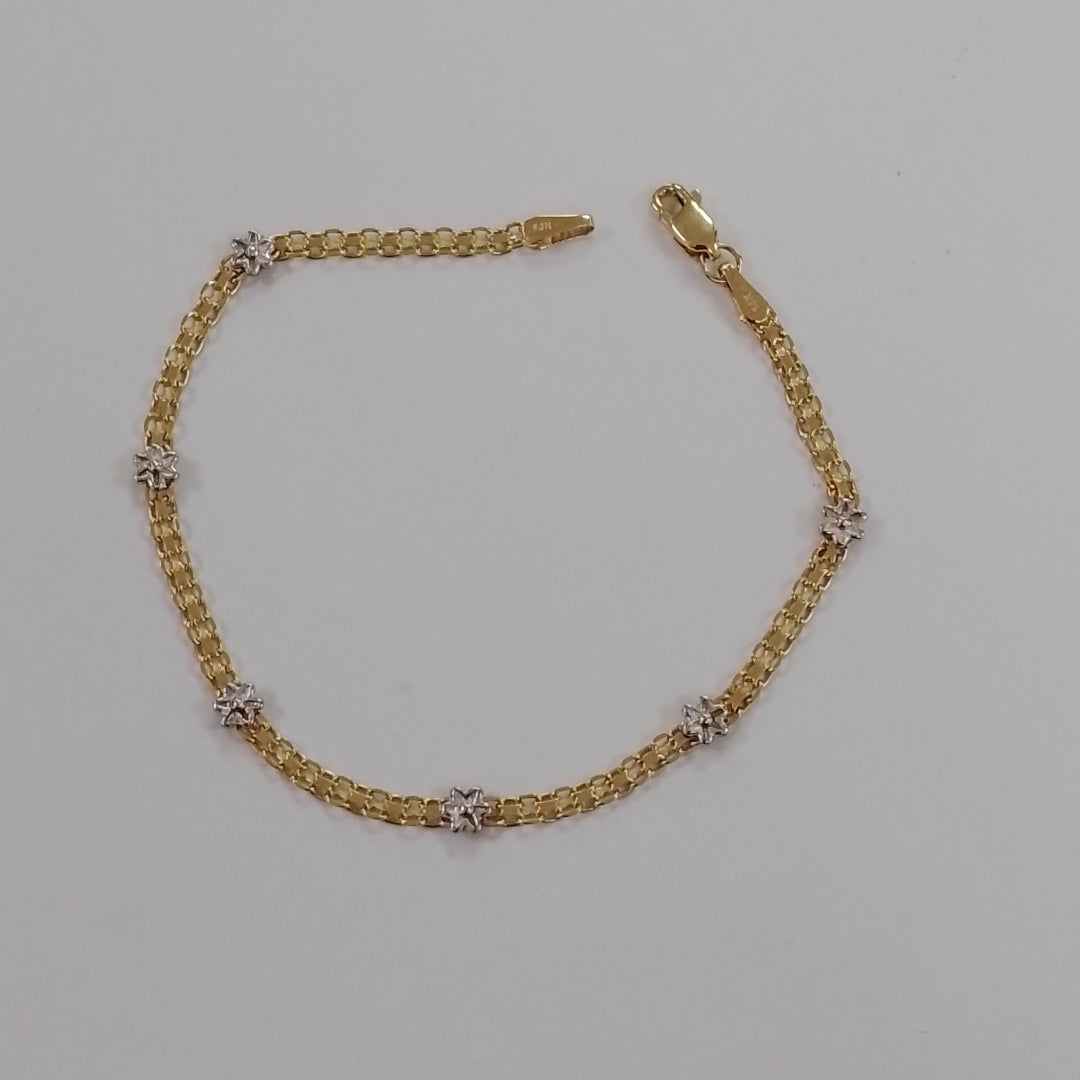 PULSERA ESPECIAL C FLORES 14K 18 CM 2.9 GR (NUEVO)