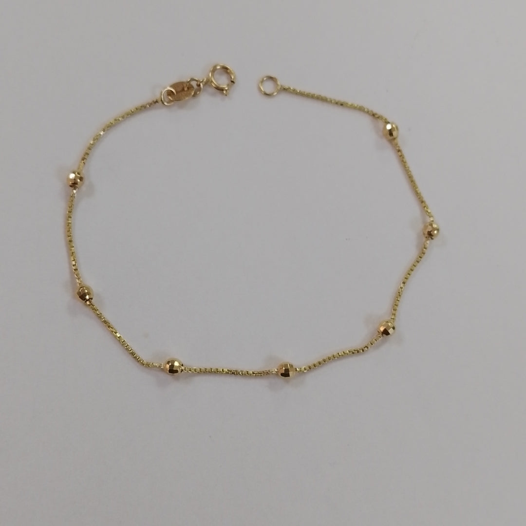 PULSERA ESPECIAL CON BOLITAS 14K 18 CM 1.4 GR (NUEVO)