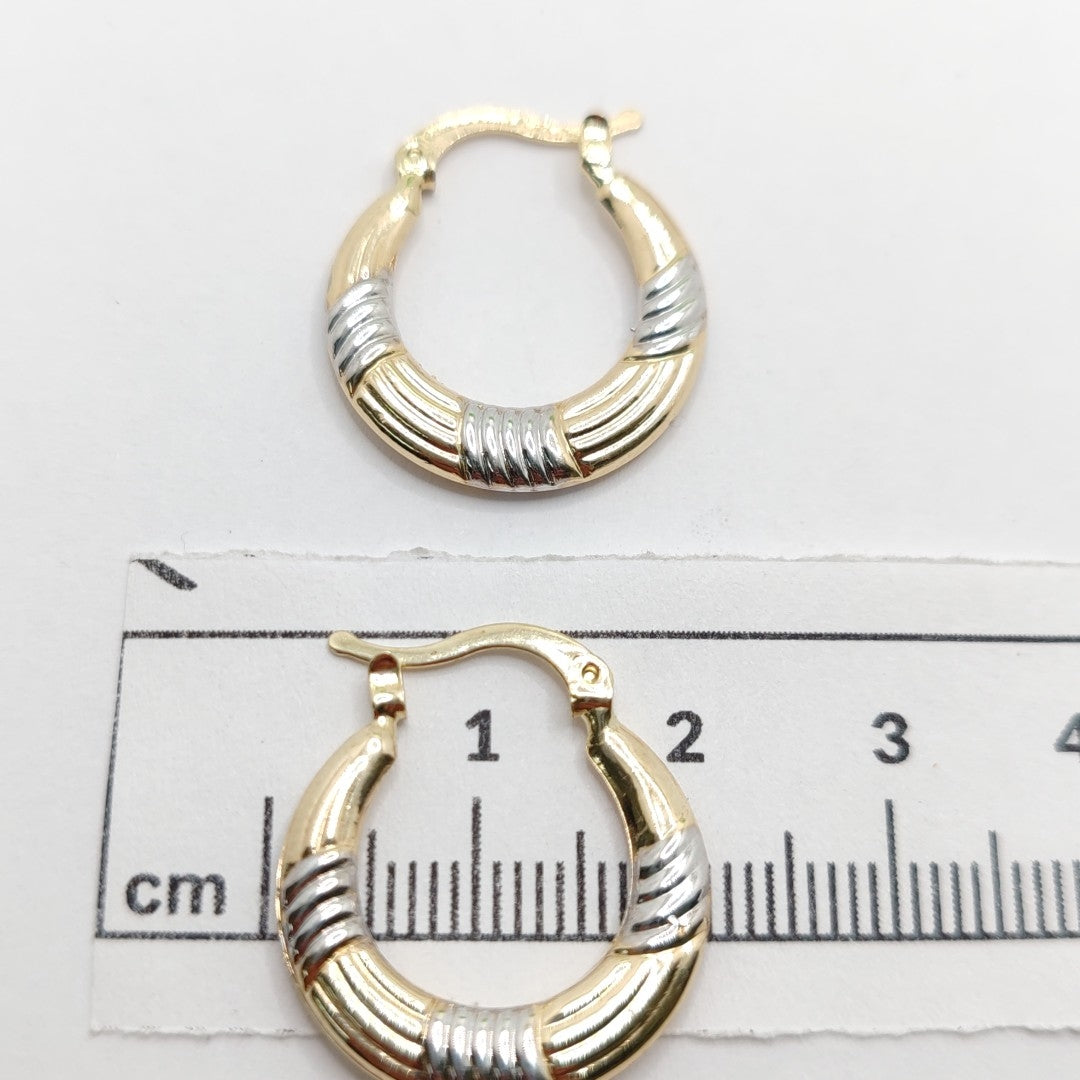 ARETES TEJIDO ARRACADAS COMBINADAS HUECAS 14K 2 GR (NUEVO)