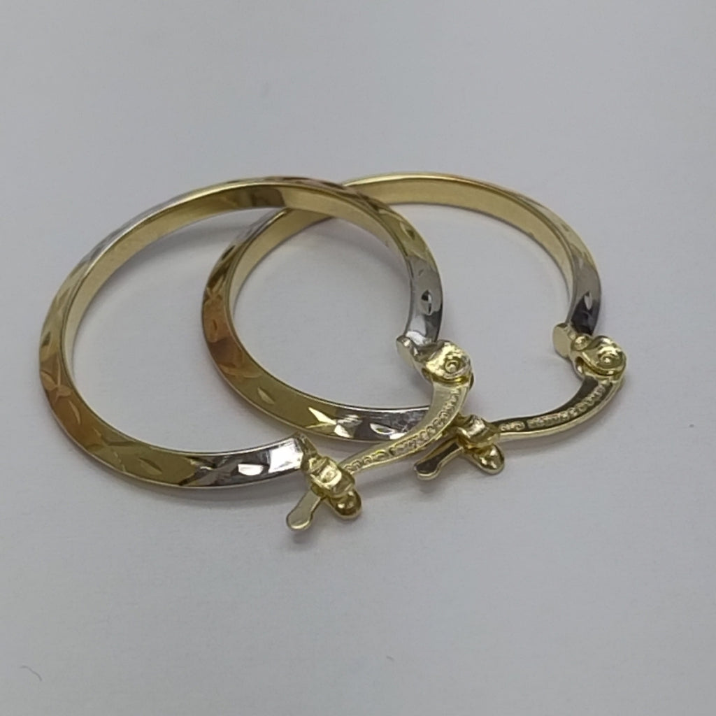ARETES TEJIDO ARRACADAS BISELADAS COMBINADAS 14K 1.3 GR (NUEVO)