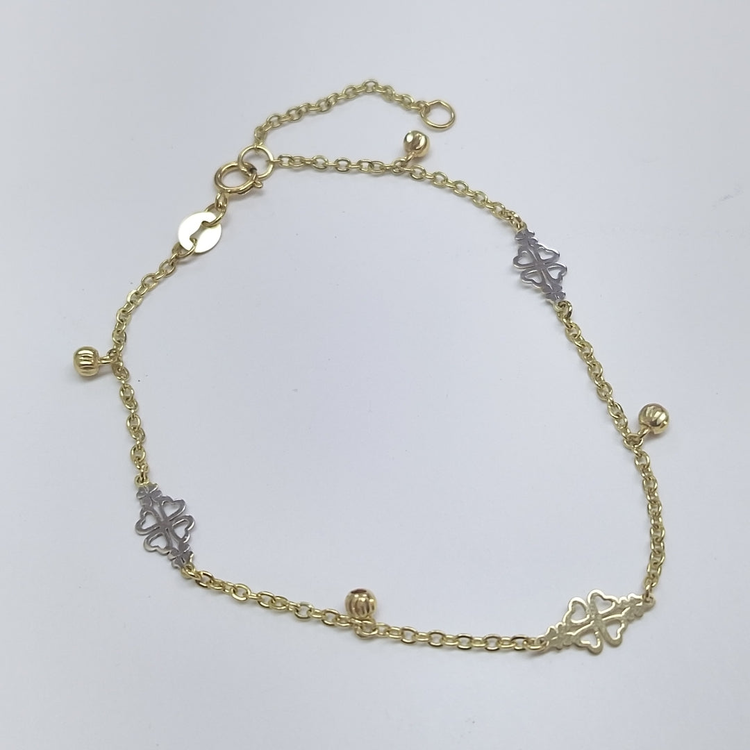 PULSERA ESPECIAL CON TREBOL 14K 18 CM 1.9 GR (NUEVO)