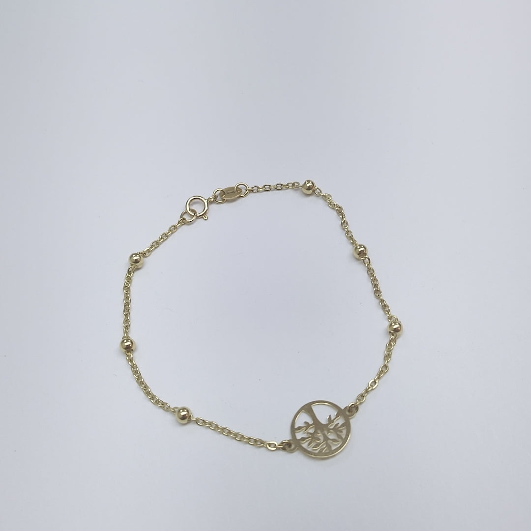 PULSERA TEJIDO ESPECIAL ARBOL 14K 18 CM 1.7 GR (NUEVO)