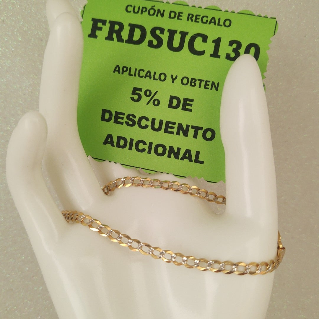 PULSERAS BARBADA DIAMANTADA ORO 14K 21 CM 3.6 GR (NUEVO)