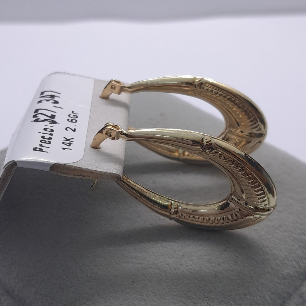 ARETES ARRACADAS ESTRIADAS 14K 2.6 GR (NUEVO)