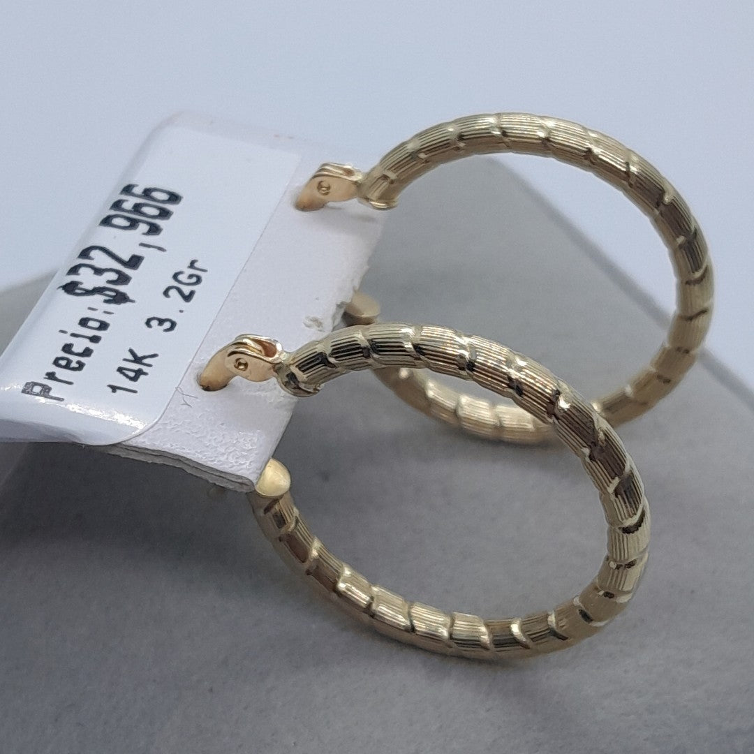 ARETES ARRACADAS LABRADAS 14K 3.2 GR (NUEVO)