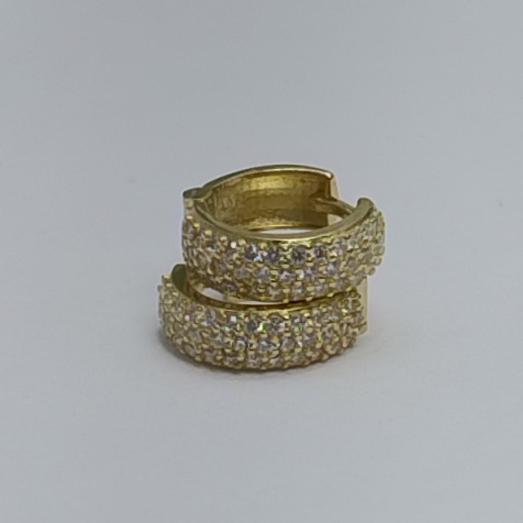 ARETES HUGGIE CON CIRCONIAS 14K 2 GR (NUEVO)