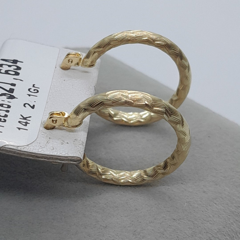 ARETES ARRACADAS LABRADAS 14K 2.1 GR (NUEVO)