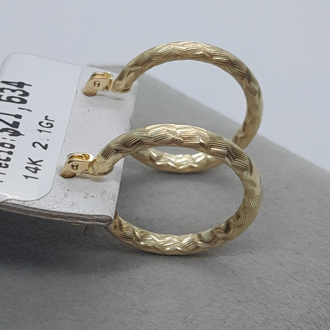 ARETES ARRACADAS LABRADAS 14K 2.1 GR (NUEVO)