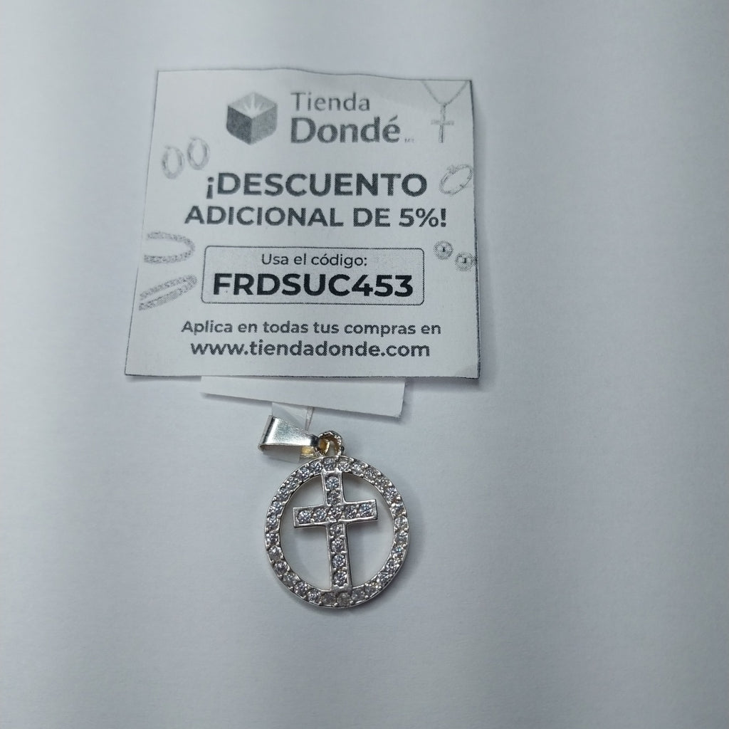 DIJE CRUZ C/CIRCONIAS PLATA .925 2.4 GR (NUEVO)