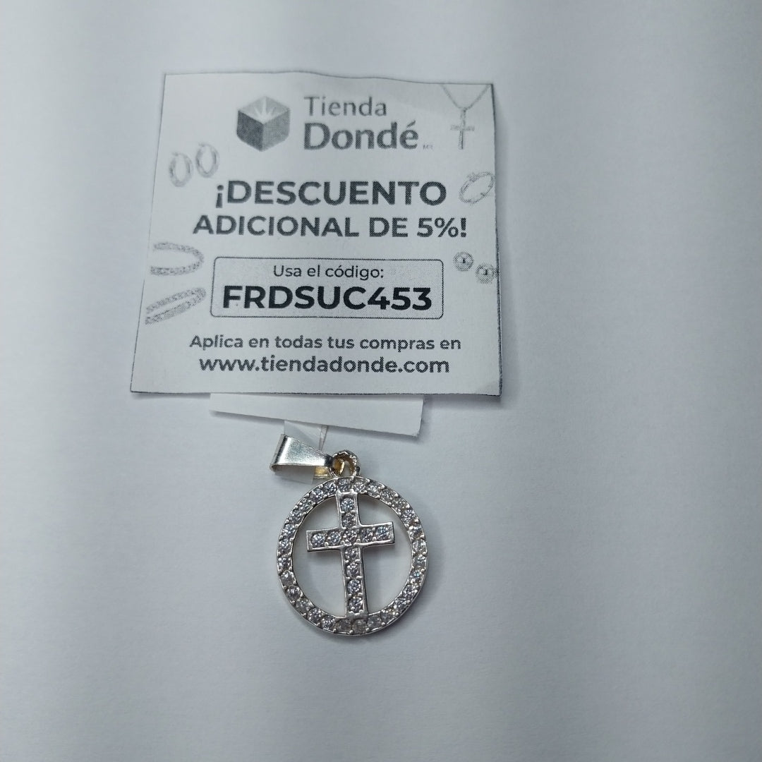 DIJE CRUZ C/CIRCONIAS PLATA .925 2.4 GR (NUEVO)