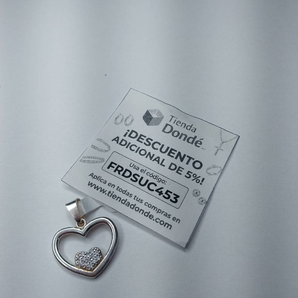 DIJE CORAZON C/CIRCONIAS PLATA .925 2.6 GR (NUEVO)